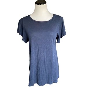 Anthropologie t.la tunic top with flutter short sleeves blue cotton blend med